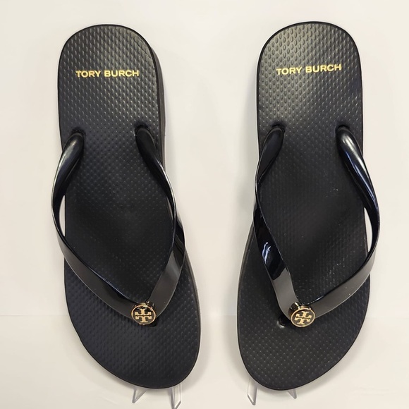 Tory Burch Eva Platform Black Flip Flops - Womens Size 9 - Excl Cond! - Picture 9 of 16